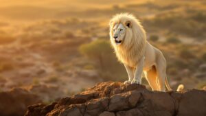 White Lion on Rock