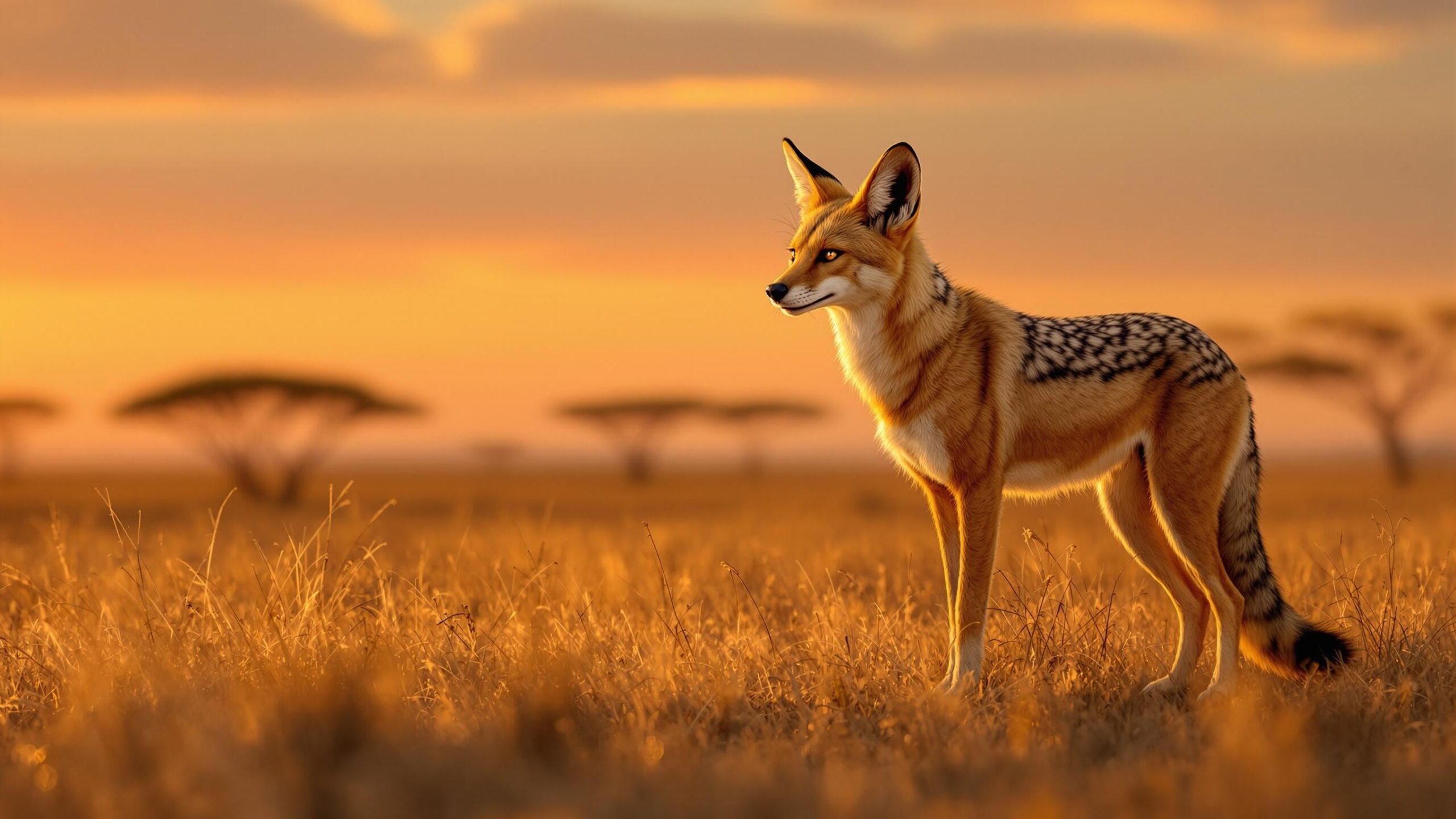 golden jackal in plains