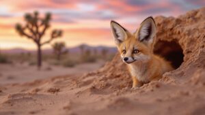 kit fox in burrow