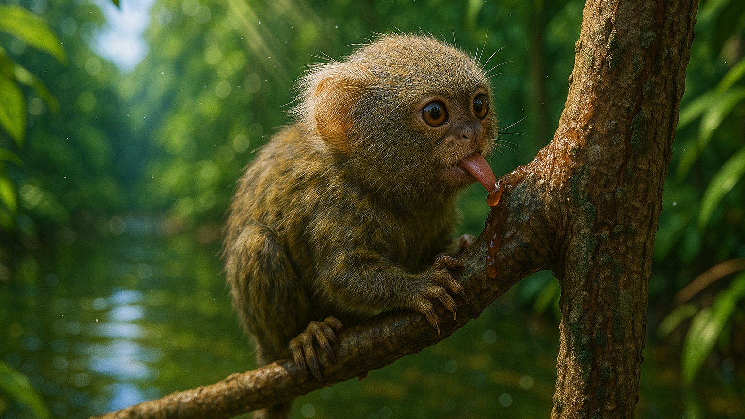 marmoset eating sap