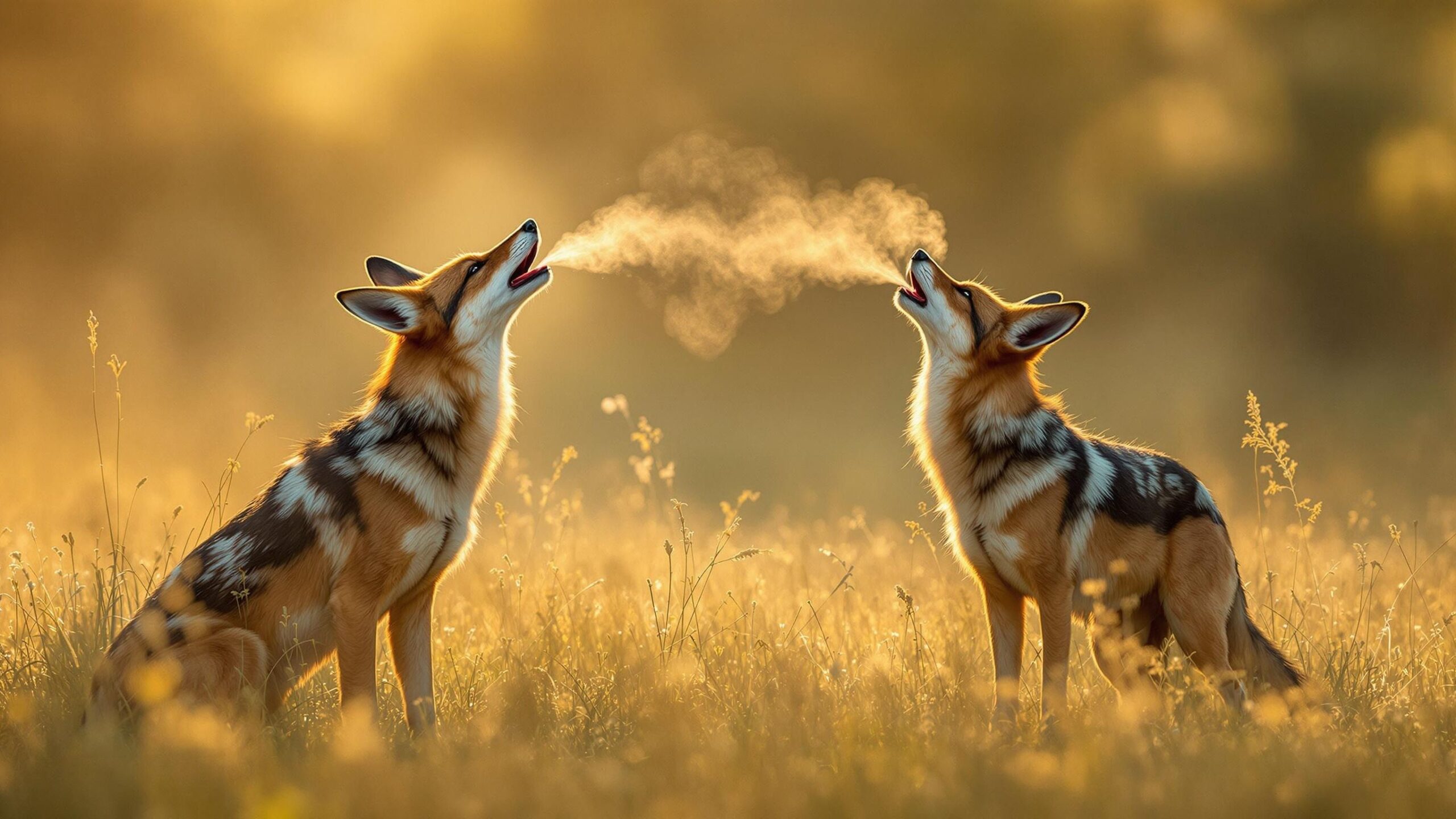 two black backed jackals