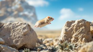 Chinese hamster mid leap