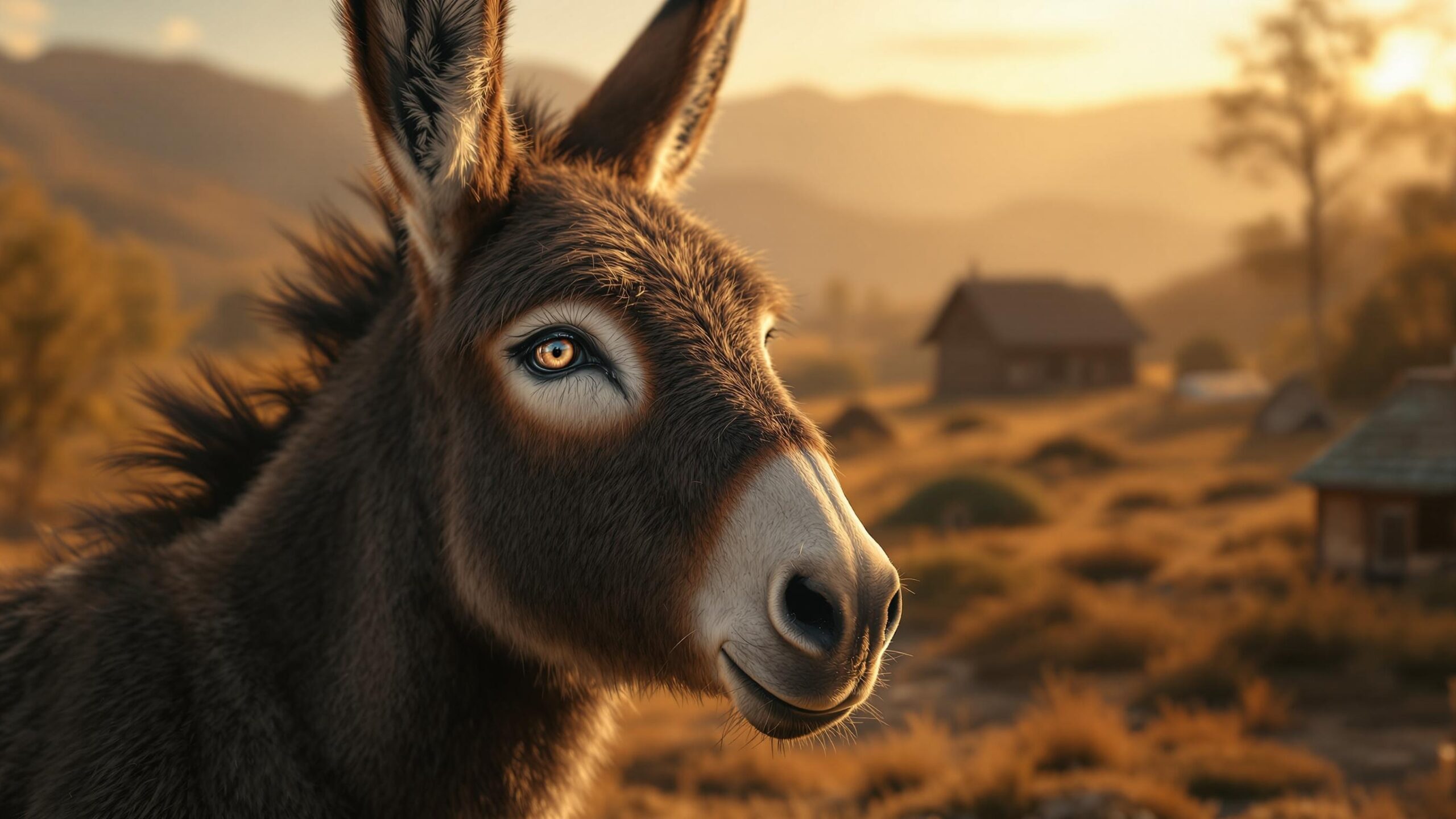 Donkey in a town