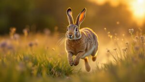European brown hare in feild
