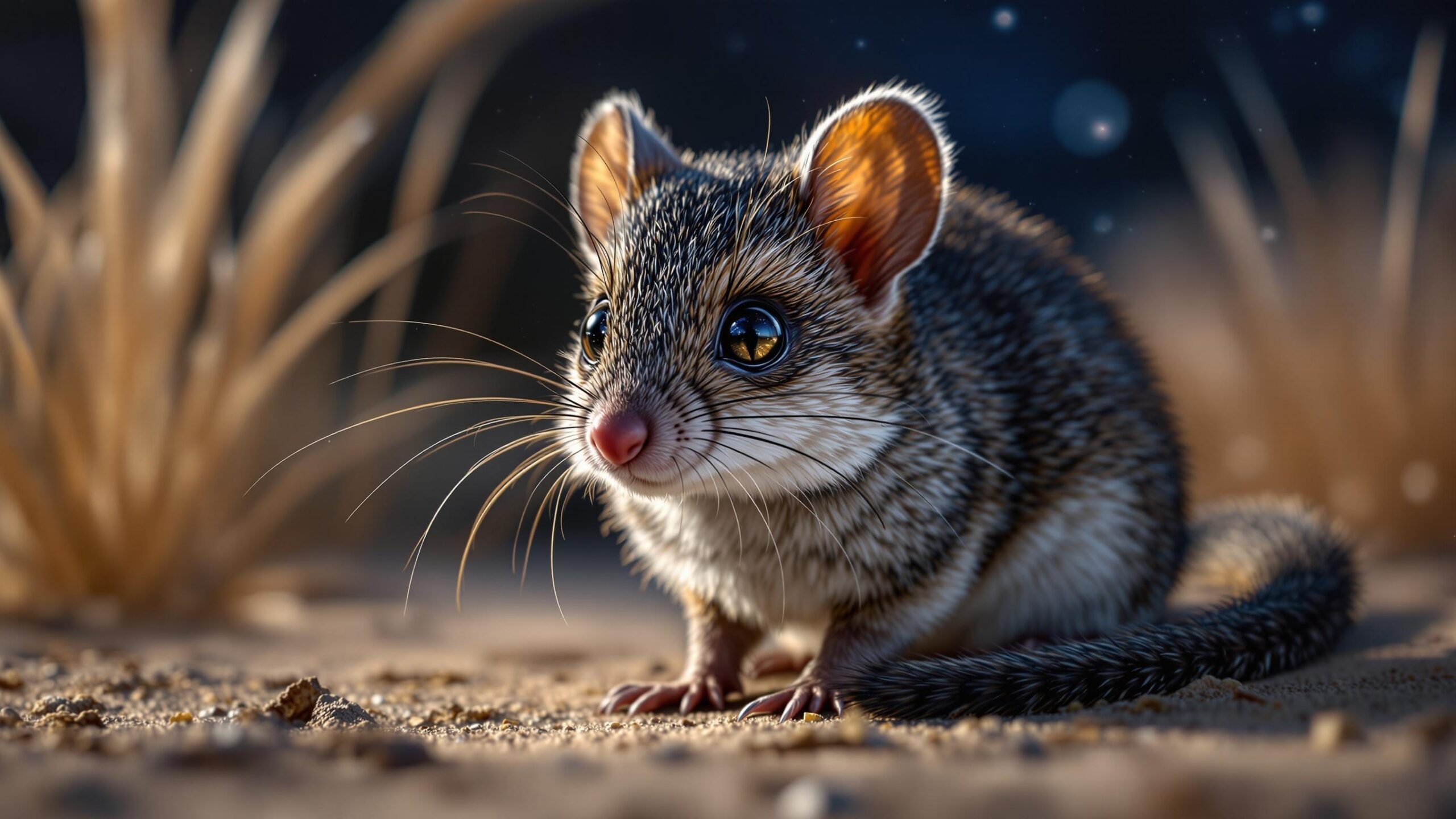 Fat tailed dunnart at night