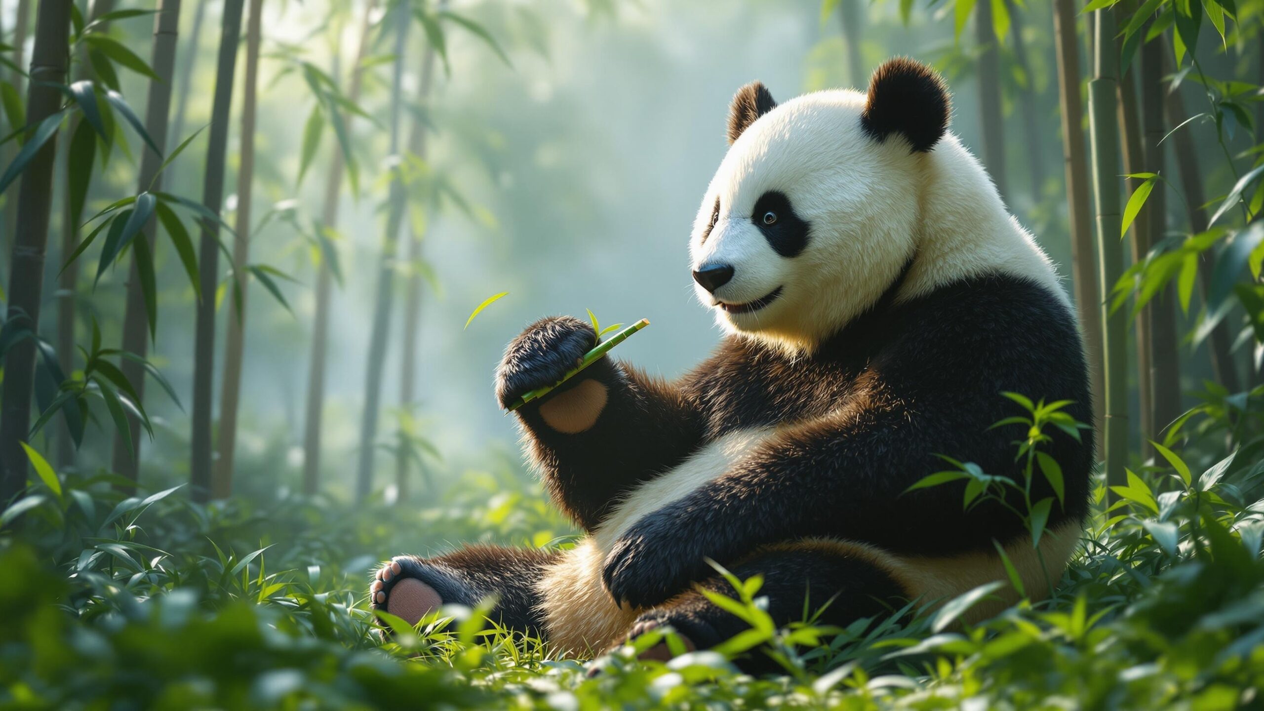 Giant Panda eating Bamboo'