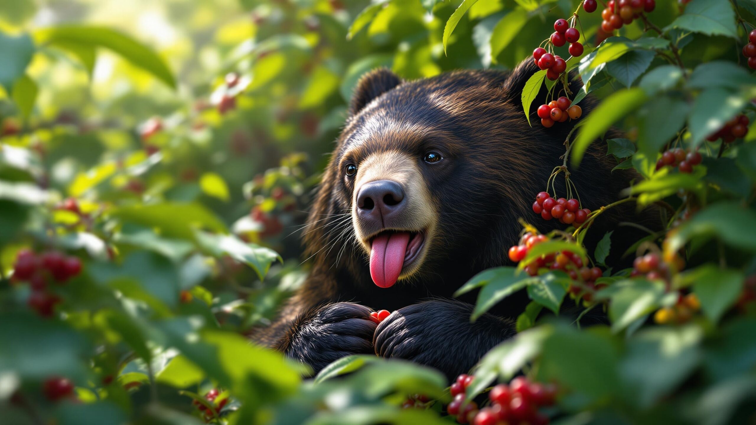 Sloth Bear eating berries