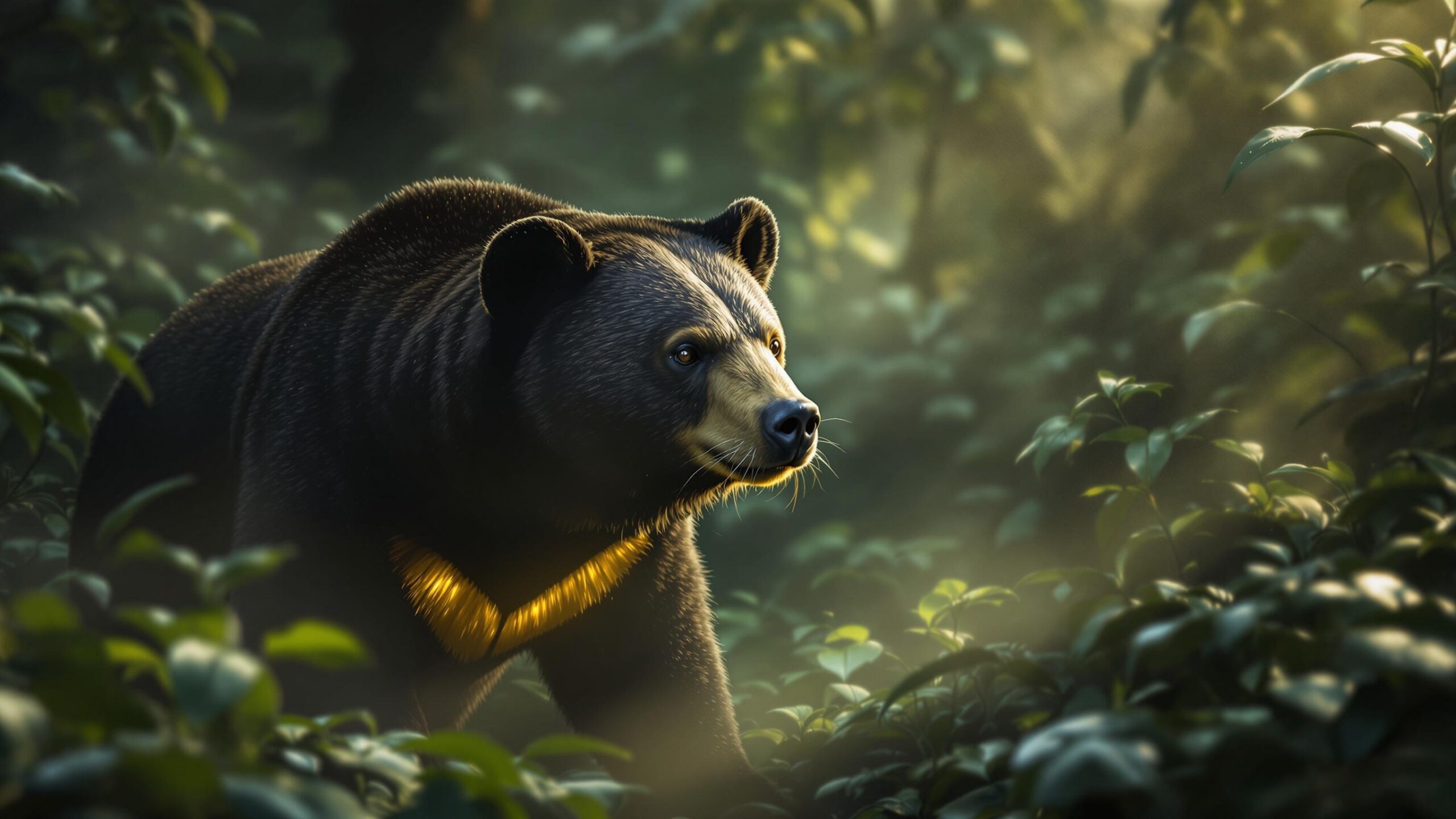 Sun bear in forest